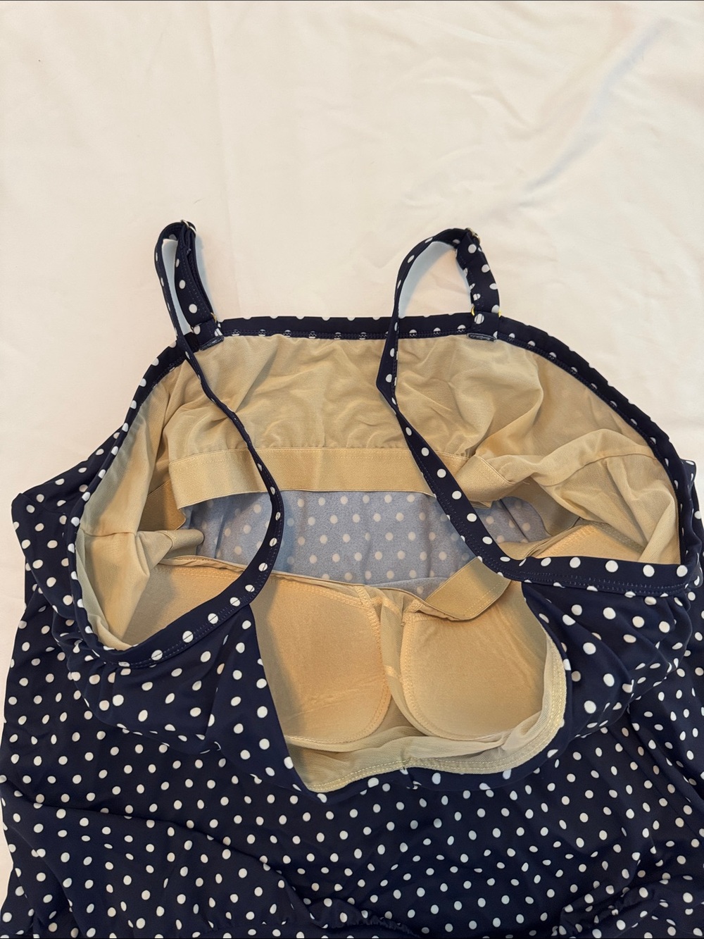 Swimsuits For All Navy Polka Dot Side Tie Cami - Picture 2 of 4